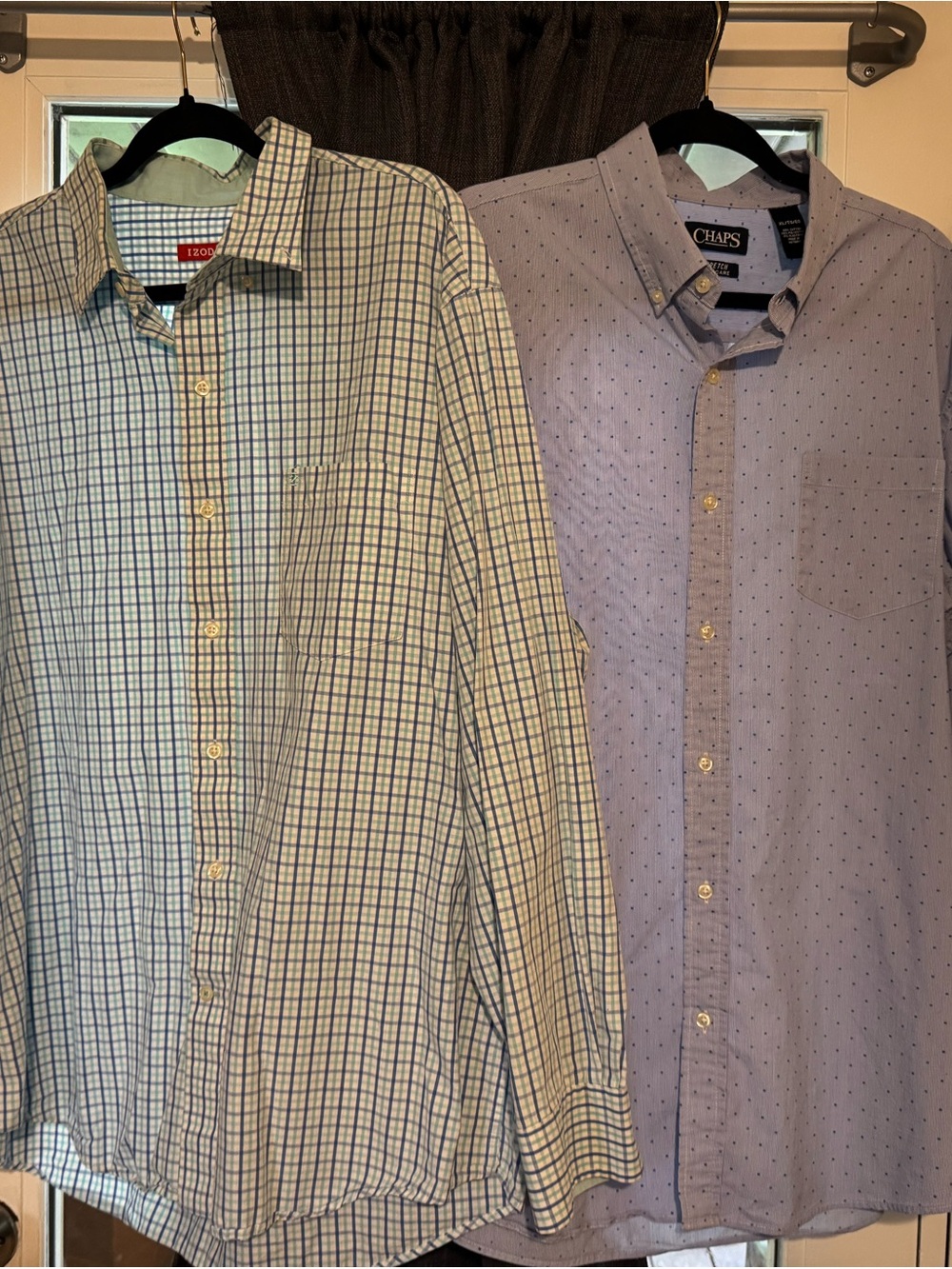 Izod Men's Light Blue and White Checked & Dot Button-Down Shirts